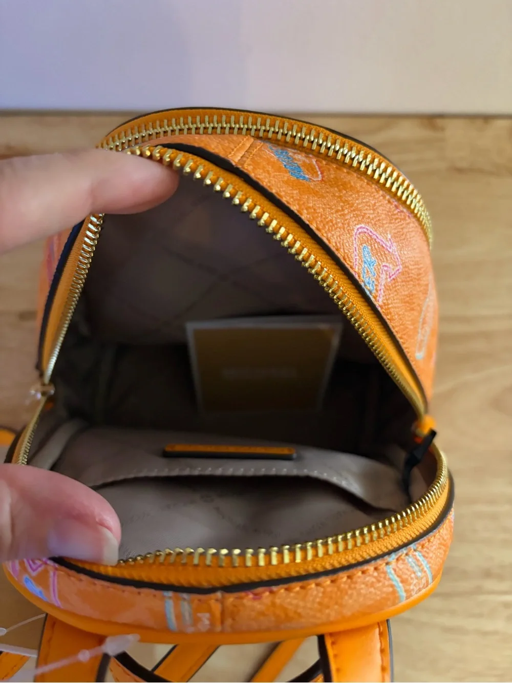 Michael Kors Orange Patterned Mini Backpack
